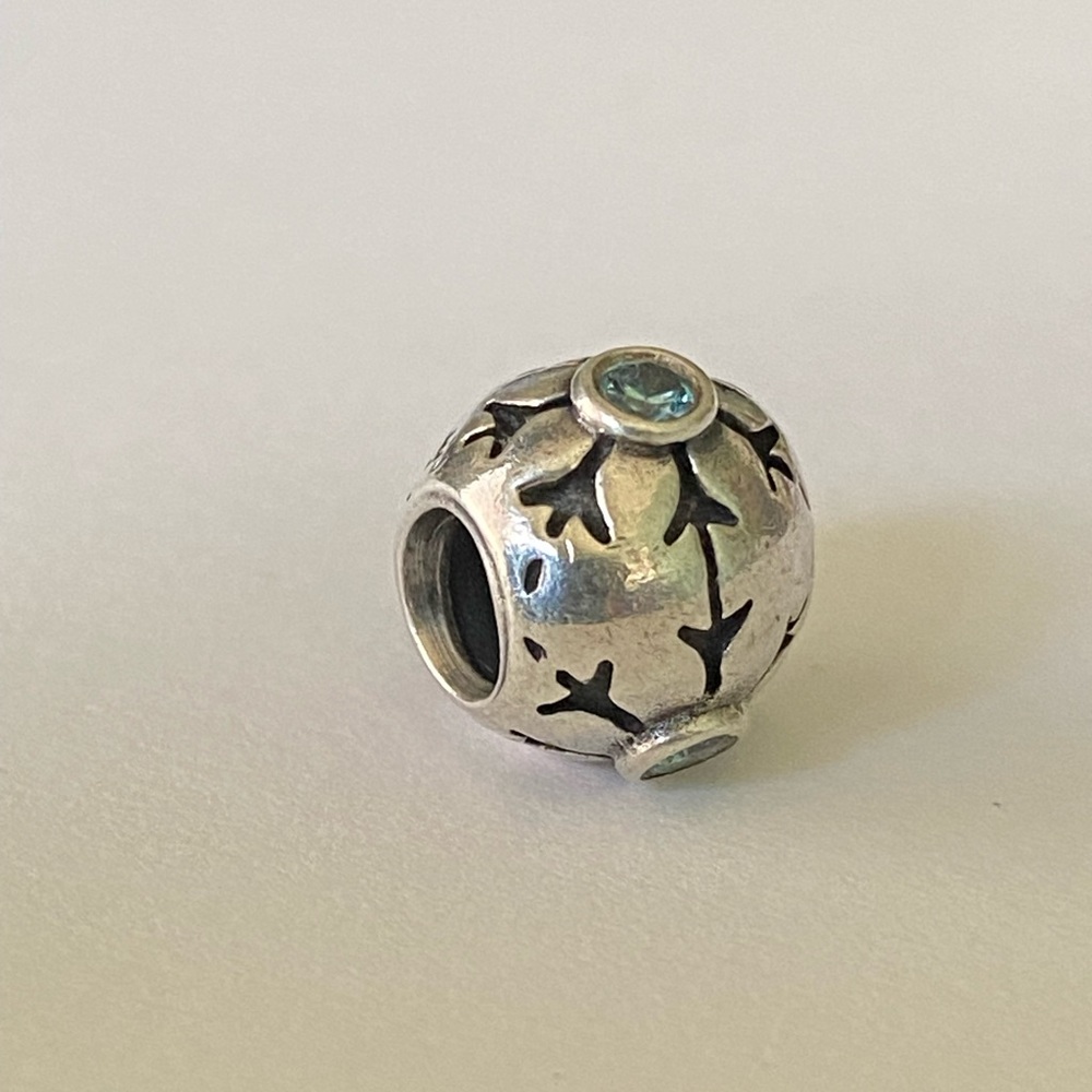 Pandora Retired Snowflake Charm Blue CZ Accents